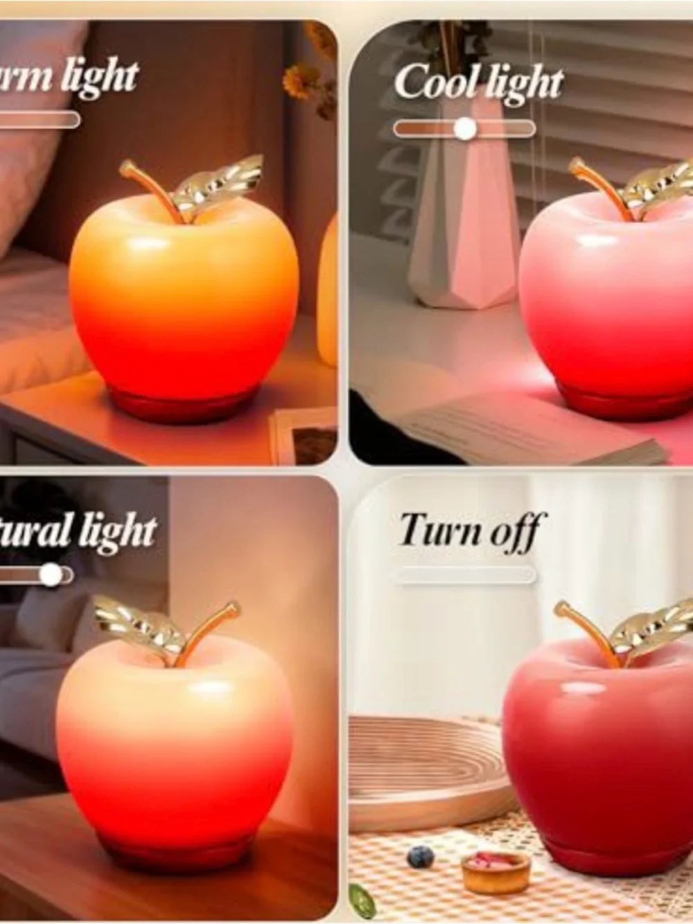 Glowing Apple Night Light - 3 light settings